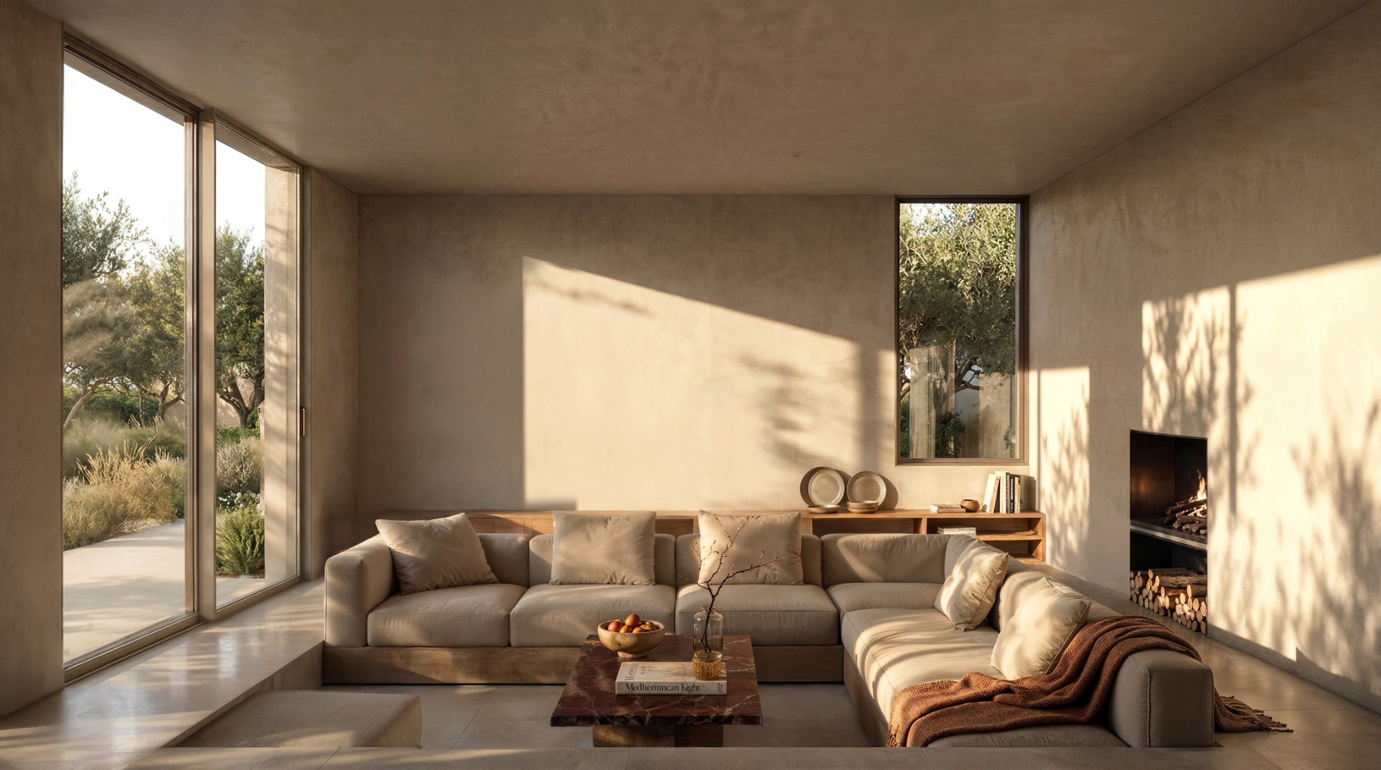 Sala de estar con chimenea